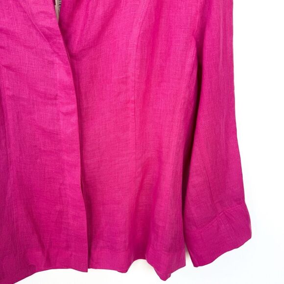NWT Ellen Tracy 100% Linen Magenta Pink Long Sleeve Top Size 12 - Picture 5 of 8